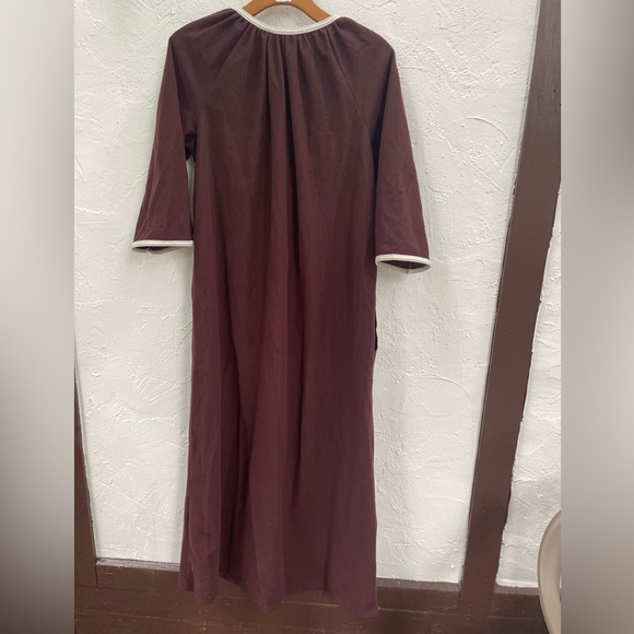 Vintage Groovy Bathrobe / 60’s/70’s Flower Power Robe Housedress Brown - Picture 9 of 10